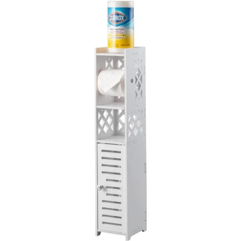 Toilet Paper Holder Stand for Small Bathroom, White